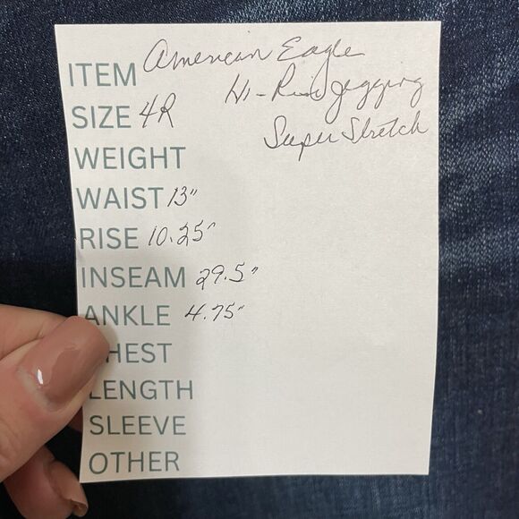 American Eagle HI-RISE JEGGING Jeans Women's 4R Blue Dark Wash Stretch Denim - Picture 11 of 11